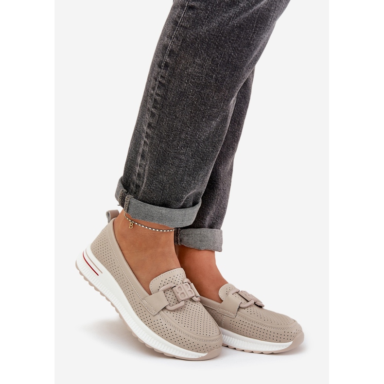 S.Barski Frauen-Leder-Laibers auf der Plattform S. Barski LR51-556 Beige 1