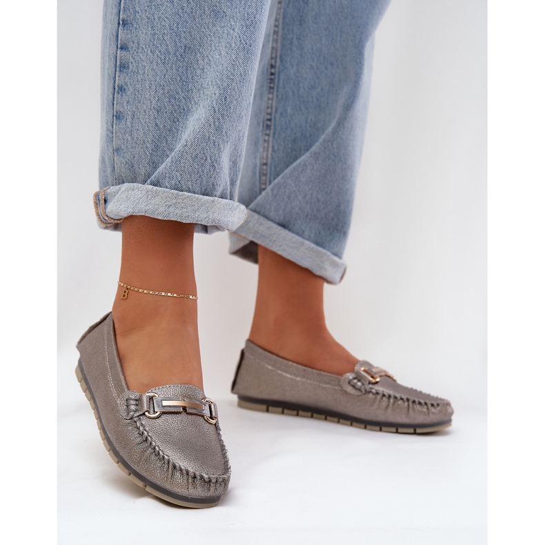 S.Barski Glitzer flache Slipper aus natürlichen Leder-D &amp; A LR51-546 Silber 2