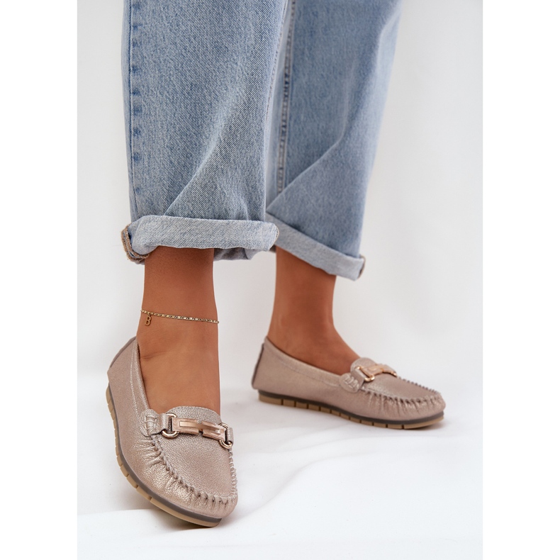 S.Barski Glitzer flache Ladungsstätten aus D &amp; A LR51-546 Natürliches Leder golden 2