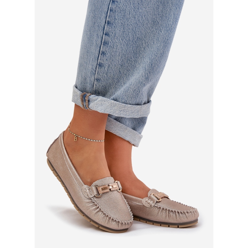 S.Barski Glitzer flache Ladungsstätten aus D &amp; A LR51-546 Natürliches Leder golden 1