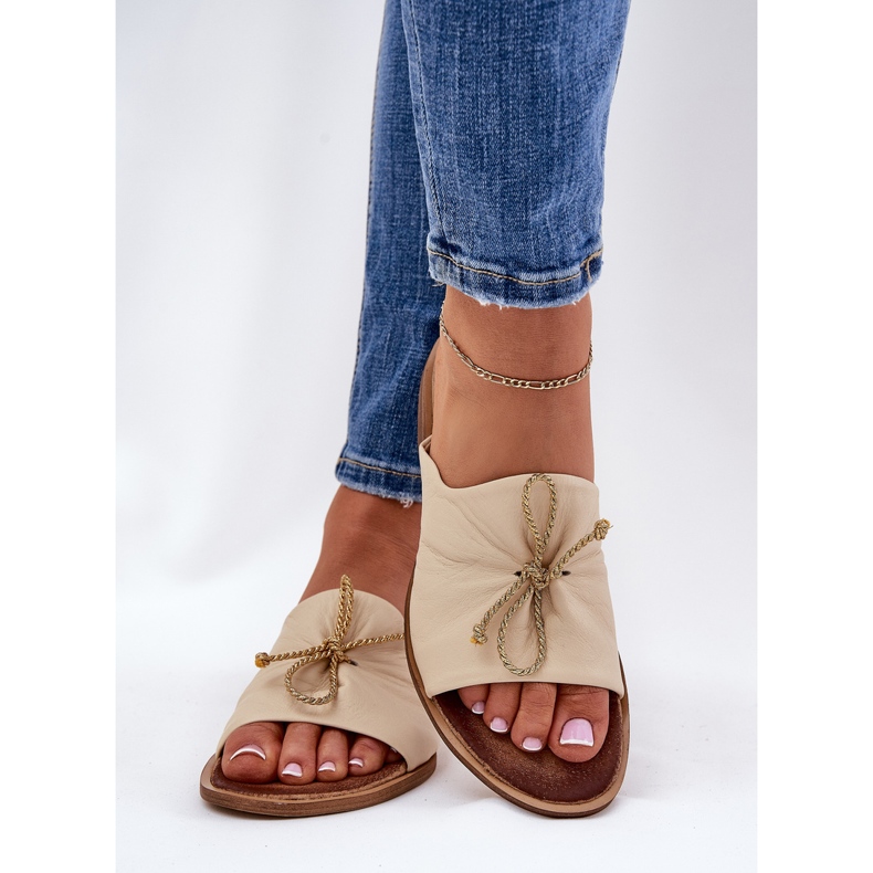 Zazoo 2659 Damen -Leder -Hausschuhe Beige 2