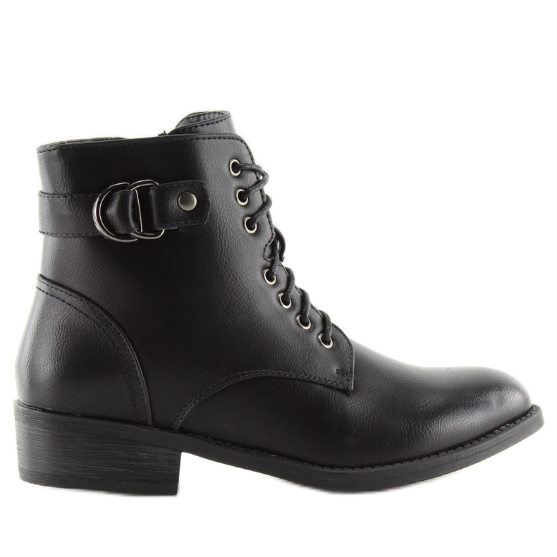 Schwarze Schnürboots B0-165 schwarz 2