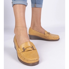 Jółne -Frauen -Slipper in Keilen mit Eco -Leather gelb 1