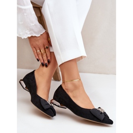 Elegante Wildleder -Frauen -Ballerinas mit Laura Messi 2893 Schwarzer Bogen 5