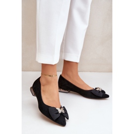 Elegante Wildleder -Frauen -Ballerinas mit Laura Messi 2893 Schwarzer Bogen 2