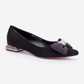 Elegante Wildleder -Frauen -Ballerinas mit Laura Messi 2893 Schwarzer Bogen 4