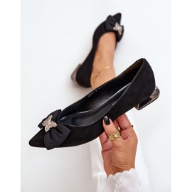 Elegante Wildleder -Frauen -Ballerinas mit Laura Messi 2893 Schwarzer Bogen 7