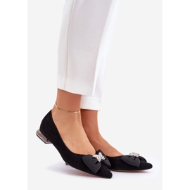 Elegante Wildleder -Frauen -Ballerinas mit Laura Messi 2893 Schwarzer Bogen 1
