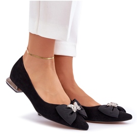 Elegante Wildleder -Frauen -Ballerinas mit Laura Messi 2893 Schwarzer Bogen 8