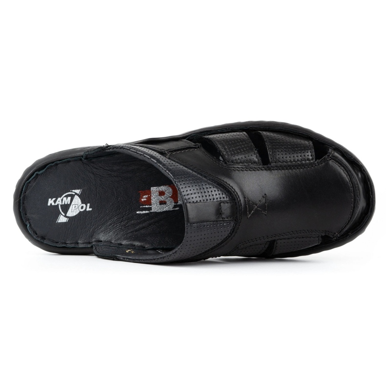 Kampol Herren-Leder-Flip-Flops 224KAM, schwarz 6