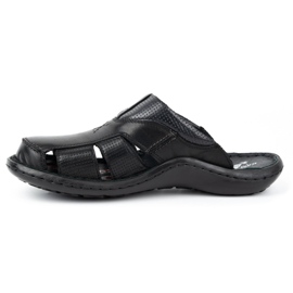 Kampol Herren-Leder-Flip-Flops 224KAM, schwarz 3