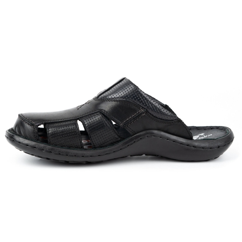 Kampol Herren-Leder-Flip-Flops 224KAM, schwarz 3