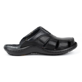 Kampol Herren-Leder-Flip-Flops 224KAM, schwarz 2
