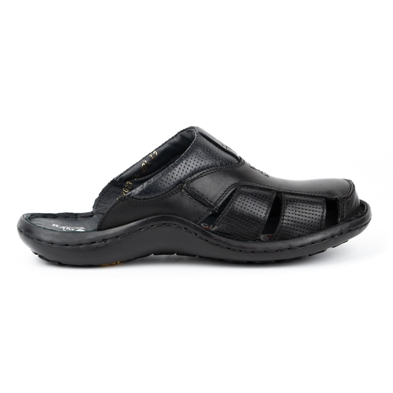Kampol Herren-Leder-Flip-Flops 224KAM, schwarz 2