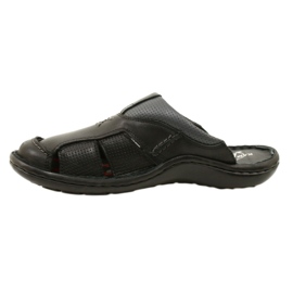 Kampol Herren-Leder-Flip-Flops 224KAM, schwarz 7