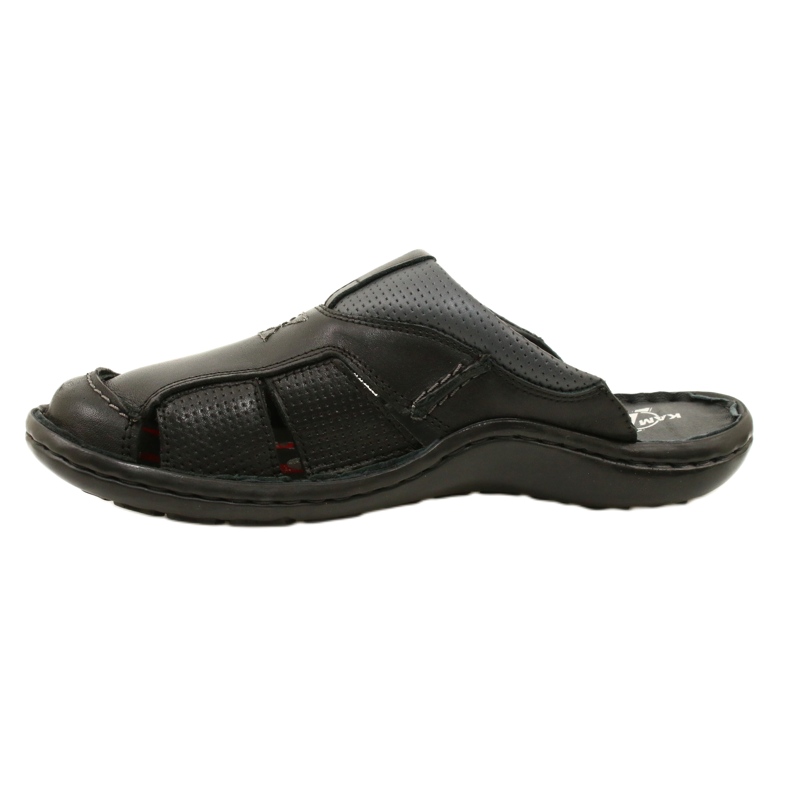 Kampol Herren-Leder-Flip-Flops 224KAM, schwarz 7