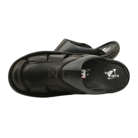 Kampol Herren-Leder-Flip-Flops 224KAM, schwarz 10