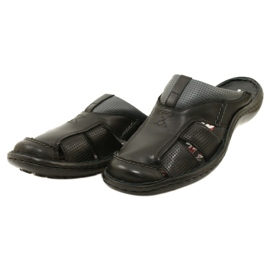 Kampol Herren-Leder-Flip-Flops 224KAM, schwarz 8
