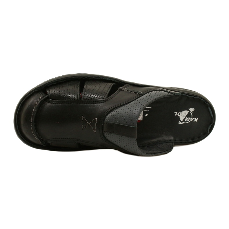Kampol Herren-Leder-Flip-Flops 224KAM, schwarz 11
