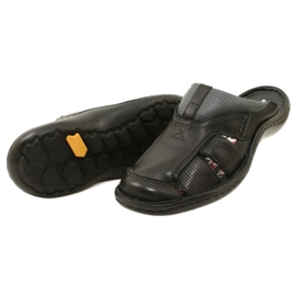 Kampol Herren-Leder-Flip-Flops 224KAM, schwarz 9