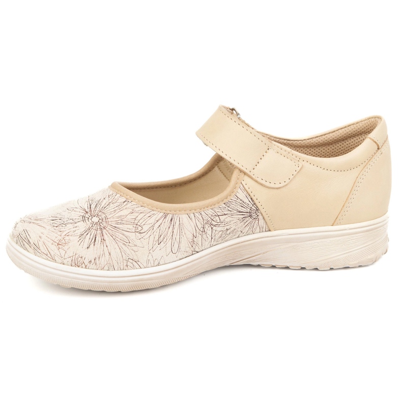 But-Bal Damen -Lederklettschuhe mit Blumenmuster 696BB Beige 1