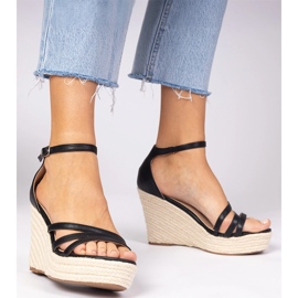 Schwarze Sandalen Espadrilles auf Keil 3