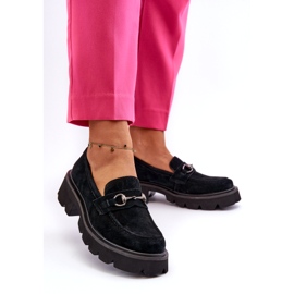 Vinceza Frauen -Leder -Ladung schwarzes Wildleder schwarz 2