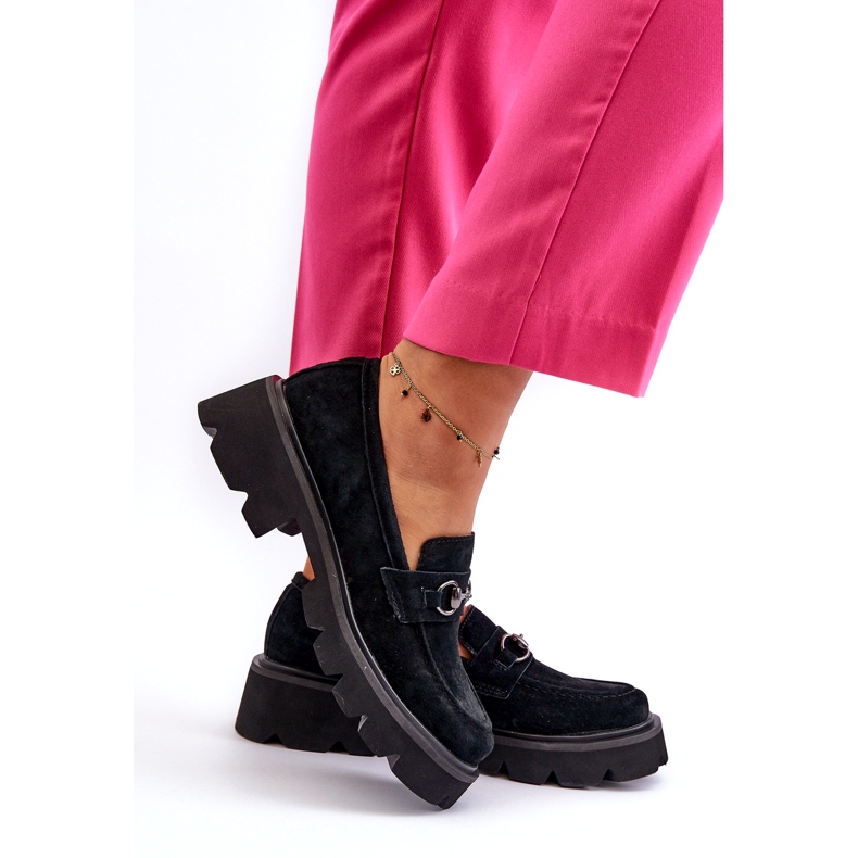 Vinceza Frauen -Leder -Ladung schwarzes Wildleder schwarz 3