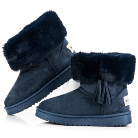 Bella Paris Mukluki mit Fransen marineblau 1