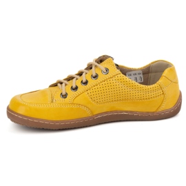 Barfuß Frauen minimalistische Leder -Sneaker Olivier 770 Perforiert gelb 9