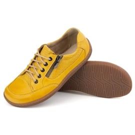 Barfuß Frauen minimalistische Leder -Sneaker Olivier 770 Perforiert gelb 11