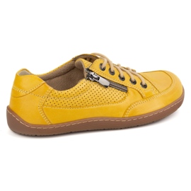 Barfuß Frauen minimalistische Leder -Sneaker Olivier 770 Perforiert gelb 15