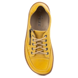 Barfuß Frauen minimalistische Leder -Sneaker Olivier 770 Perforiert gelb 16