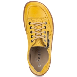 Barfuß Frauen minimalistische Leder -Sneaker Olivier 770 Perforiert gelb 1