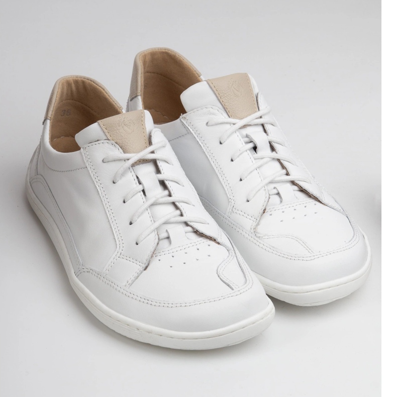 Barfuß minimalistische Leder -Sneaker von Frauen Olivier 1282 Weiß 1