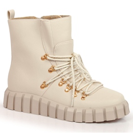 Warme Damen-Plateaustiefel, beige Potocki WOL108B 1