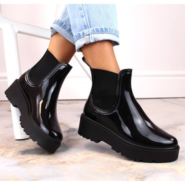 Big Star MM274395 Lackstiefel, Chelsea-Stiefel, wasserdichte Regenstiefel schwarz 2