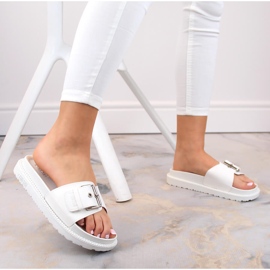 Weiße Flip-Flops aus ökologischem Leder mit Schnalle Big Star JJ274A309 6