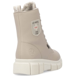Wasserdichte, beige Arbeiterstiefeletten für Damen Rieker X3410-20 1