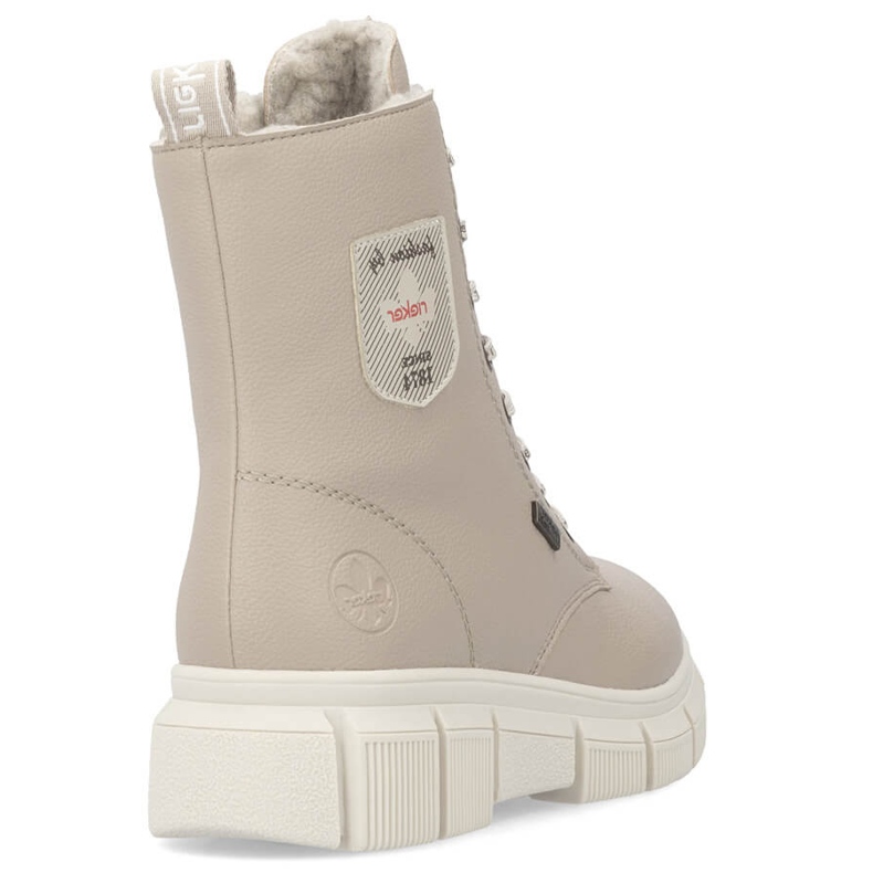 Wasserdichte, beige Arbeiterstiefeletten für Damen Rieker X3410-20 1