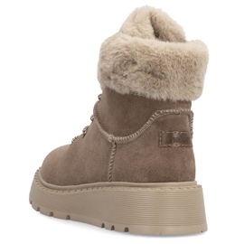 Damen-Lederstiefel mit Fell auf der braunen Plateausohle Rieker 70402-24 beige 8