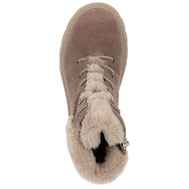 Damen-Lederstiefel mit Fell auf der braunen Plateausohle Rieker 70402-24 beige 14