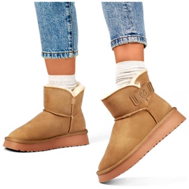 Damen-Schneestiefel zum Hineinschlüpfen aus Wildleder, Beige 25-97951BE 1