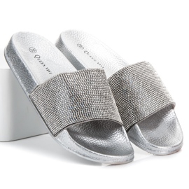 Queen Vivi Hausschuhe mit Kristallen grau 1