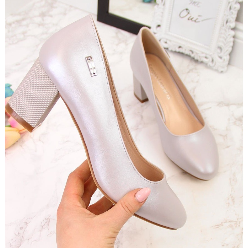 Damen-Pumps mit silbernen Perlen und dekorativem High-Heel von Sergio Leone silber- 2