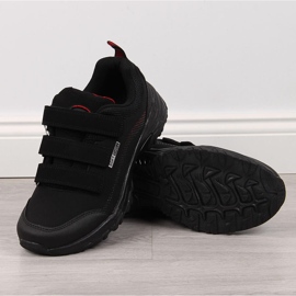 Trekkingschuhe mit Klettverschluss wasserdicht schwarz und rot American Club 1