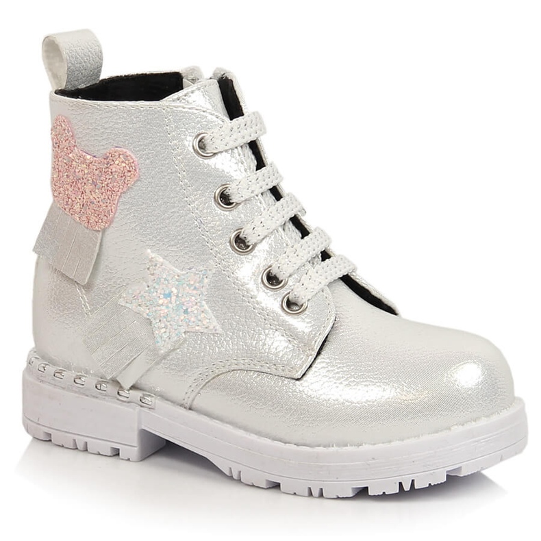 Glänzende silberne isolierte Potocki-Mädchenstiefel 1