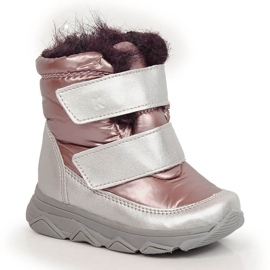 Wasserdichte Schneestiefel für Mädchen mit Klettverschlussmembran Kornecki 6895 rosa 1