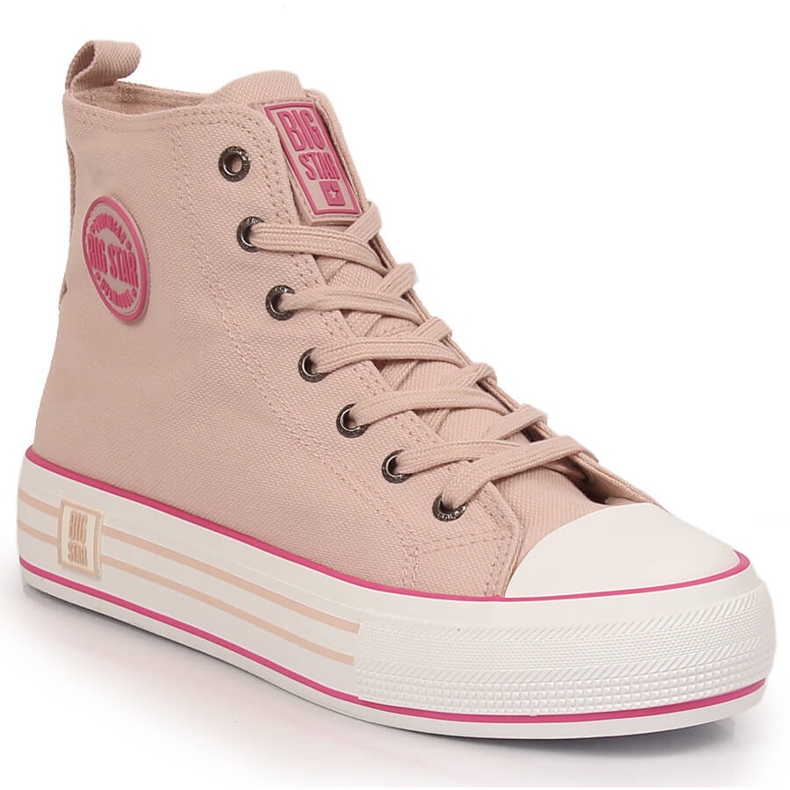 High-Top-Sneaker für Damen auf der Plattform Puderrosa Big Star LL274186 1