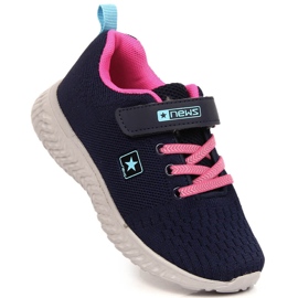 Marineblaue Mesh-Sportschuhe für Mädchen NEWS 1
